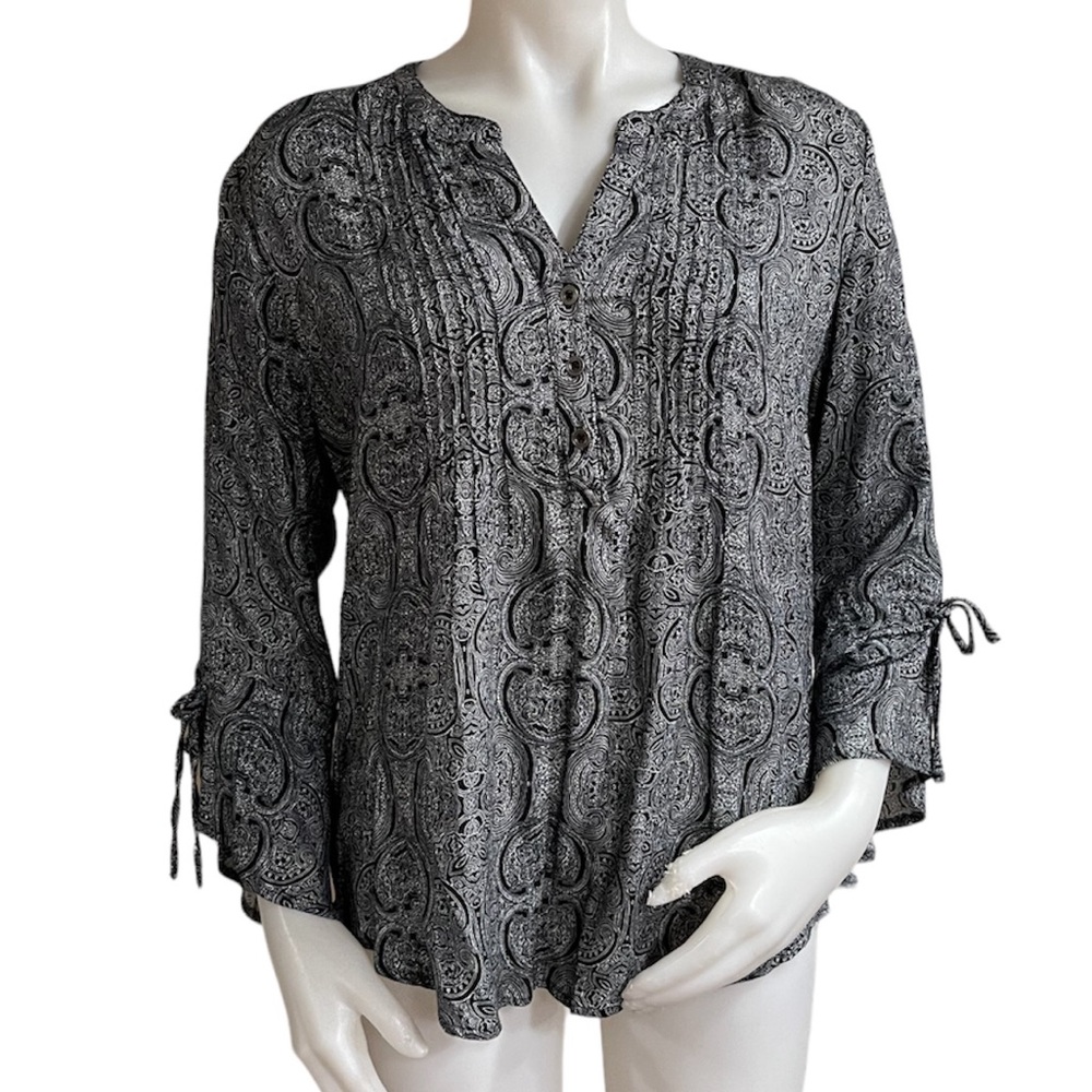 Westport 3/4 Sleeve Black And White Blouse Size Large